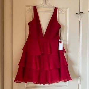 Privacy Please Red Ruffle Mini Dress